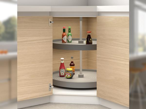 Emuca Jeu de plateaux circulaires Shelvo pour meuble de cuisine, pour module de 800 mm, plastique et aluminium, Gris