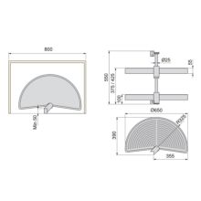 Emuca juego bandejas giratorias mueble de cocina, 180º , módulo 800 mm, Plástico, Blanco - Ítem1