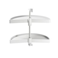 Emuca juego bandejas giratorias mueble de cocina, 180º, módulo 900 mm, Plástico, Blanco