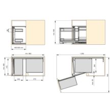 Emuca Rinconero extraíble ángulo para muebles de cocina Titane, apertura a izquierda, Acero y Madera, Gris antracita - Ítem2
