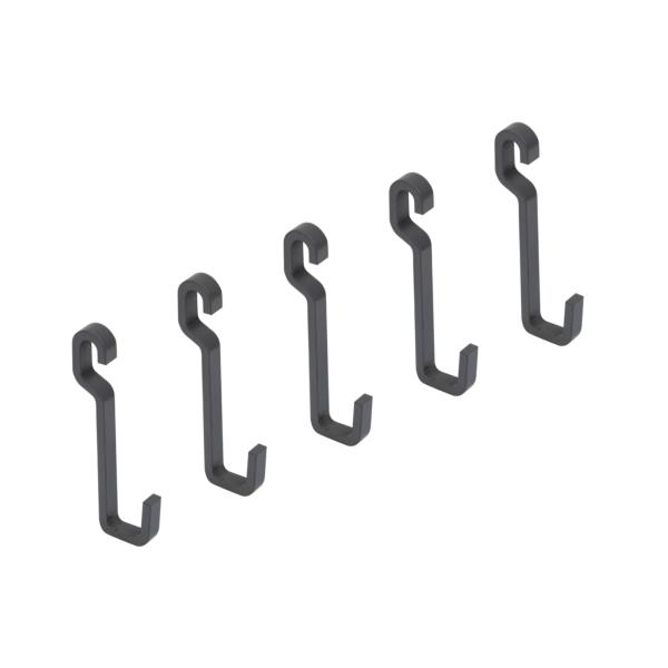 Emuca Lot de 5 crochets muraux Titane pour suspendre les accessoires de cuisine au mur Titane, acier, gris anthracite