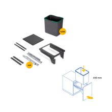 Emuca Contenedor de reciclaje para fijación lateral en mueble de cocina Recycle 1x35litros, Acero, Plástico gris antracita - Ítem10