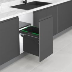 Emuca bac de tri sélectif pour fixation latérale sur meuble de cuisine Recycle 1x35litres, Acier, Plastique gris anthracite