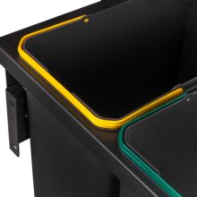 Emuca Contenedor de reciclaje para fijación lateral en mueble de cocina Recycle 2x24litros, Acero, Plástico gris antracita - Ítem2