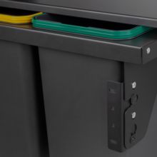 Emuca Contenedor de reciclaje para fijación lateral en mueble de cocina Recycle 2x24litros, Acero, Plástico gris antracita - Ítem3