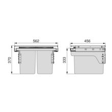 Emuca Bac de tri sélectif pour montage latéral sur meuble de cuisine Recycle 2x24litres, Acier, Plastique gris anthracite - Item5