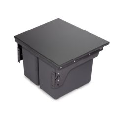 Emuca Bac de tri sélectif pour montage latéral sur meuble de cuisine Recycle 2x24litres, Acier, Plastique gris anthracite - Item