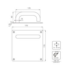 Juego de manillas con placa de 17x17 cm para puertas de interior, forma en U, Acero inoxidable - Ítem1