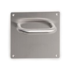 Juego de manillas con placa de 17x17 cm para puertas de interior, forma en U, Acero inoxidable
