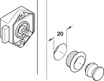Cerradura sobrepuesta con pestillo, Push-Lock Mini, entrada 15 mm - Ítem2