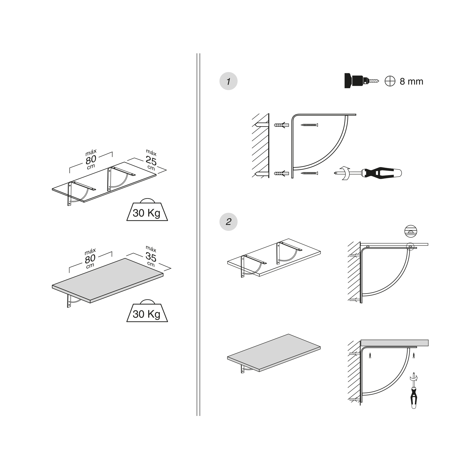 Escuadra para Estantería | Estilo Decorativo | Fabricado en Acero | Acabado en Negro Mate | Medidas 20*200*200 mm | Sistema de Fijación Atornillado | 1 Unidad - Ítem1