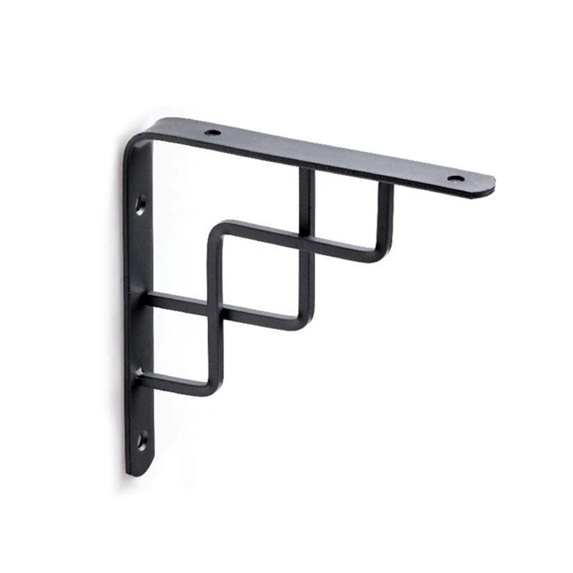 Escuadra para Estantería | Estilo Decorativo | Fabricado en Acero | Acabado en Negro | Medidas 20*150*150 mm | Sistema de Fijación | 1 Unidad