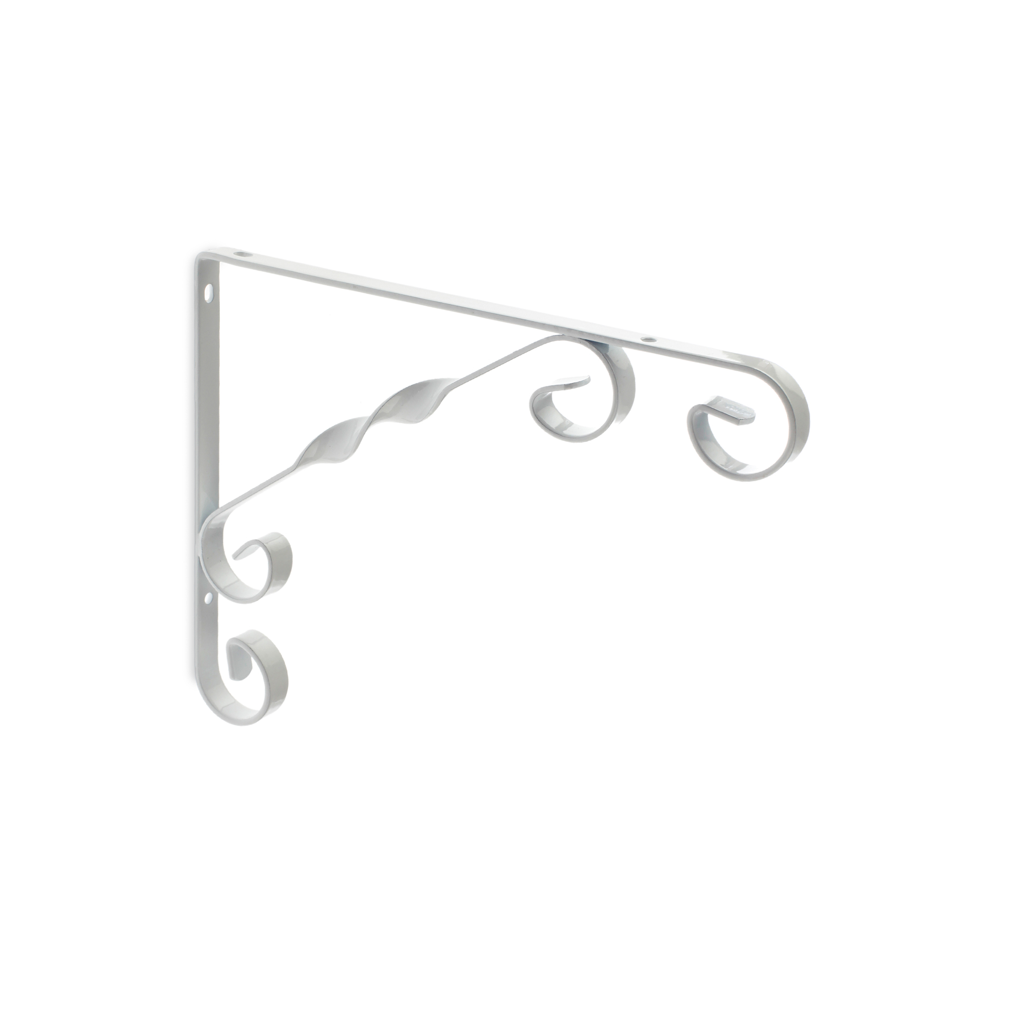 Escuadra para Estantería de Forja | Estilo Decorativo | Fabricado en Acero | Acabado en Blanco | Medidas 12*180*230 mm | Sistema de Fijación Atornillado | 1 Unidad