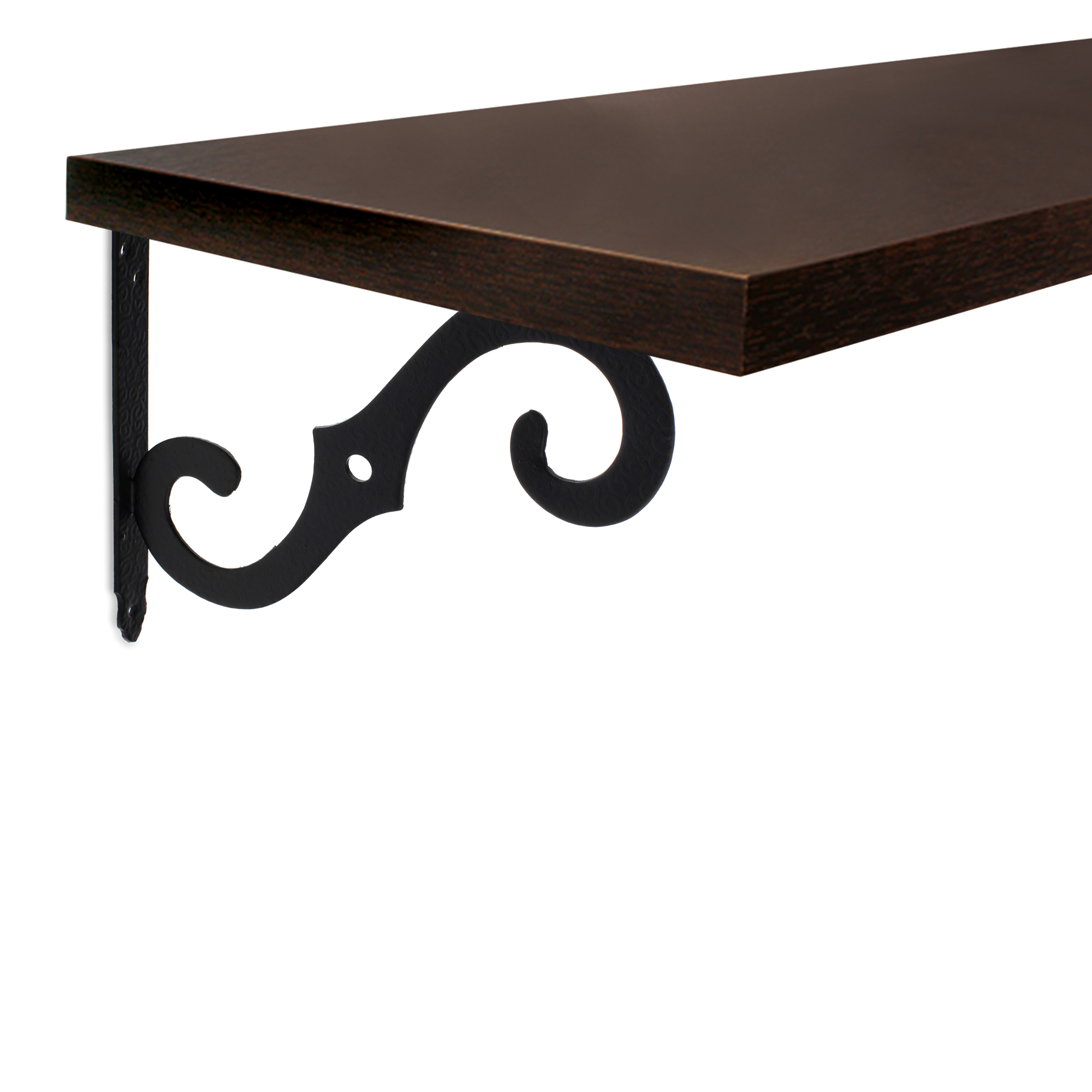 Escuadra para Estantería de Forja | Estilo Decorativo | Fabricado en Acero | Acabado en Negro Forja | Medidas 23*205*255 mm | Sistema de Fijación Atornillado | 1 Unidad - Ítem1