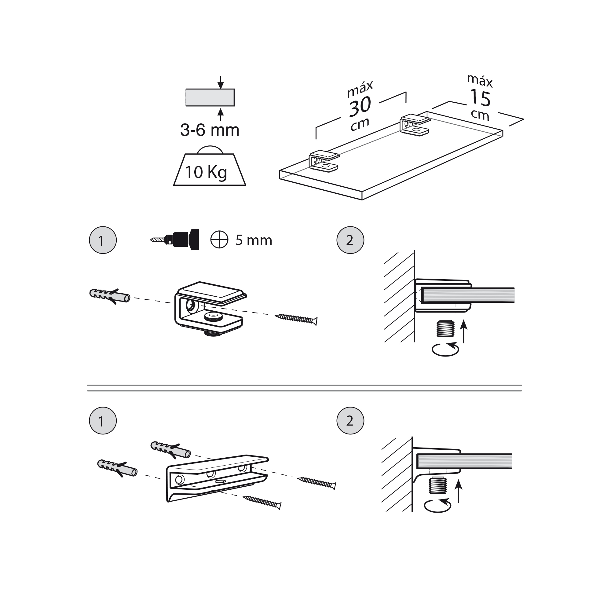 Soporte Fijo para Baldas de Cristal y Madera | Fabricado en Zamak | Acabado en Cromo Mate Líquido | Para Baldas con Espesores de 7 mm | Medidas 41*20*22 mm | Sistema de Fijación | 2 Unidades - Ítem1