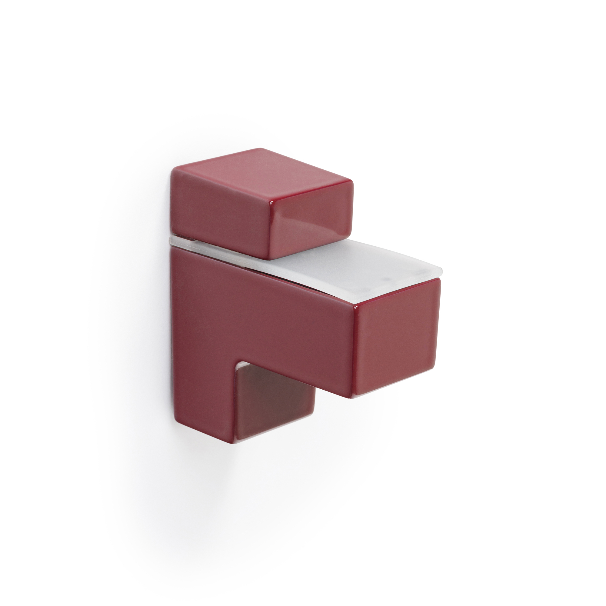 Soporte Regulable para Baldas de Cristal y Madera | Fabricado en Zamak | Acabado en Burdeos | Para Baldas con Espesores de 3-20 mm | Medidas 24*52*48 mm | Sistema de Fijación | 2 Unidades