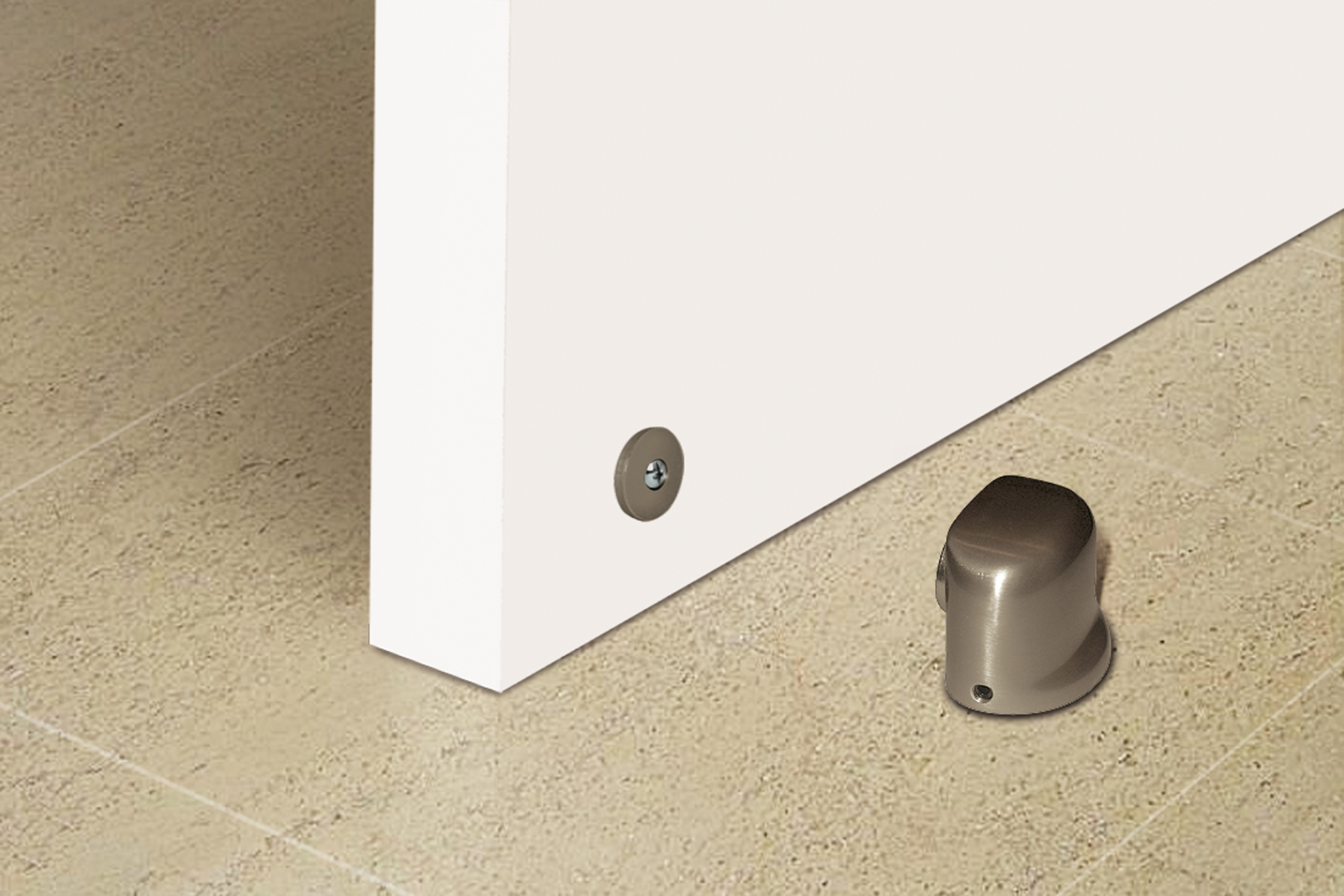 Retenedor de puerta con imán atornillable con acabado inox brillo. Dimensiones: 44x36x38 mm - Ítem1