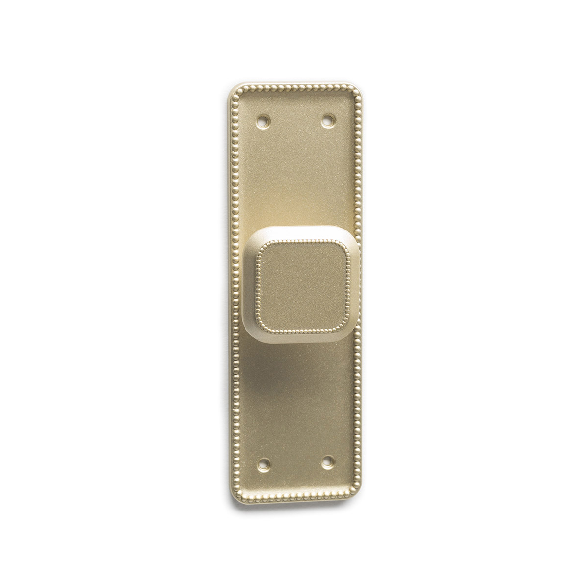 Bouton de plaque en zamak avec finition en or mat, dimensions: 110x35x24mm