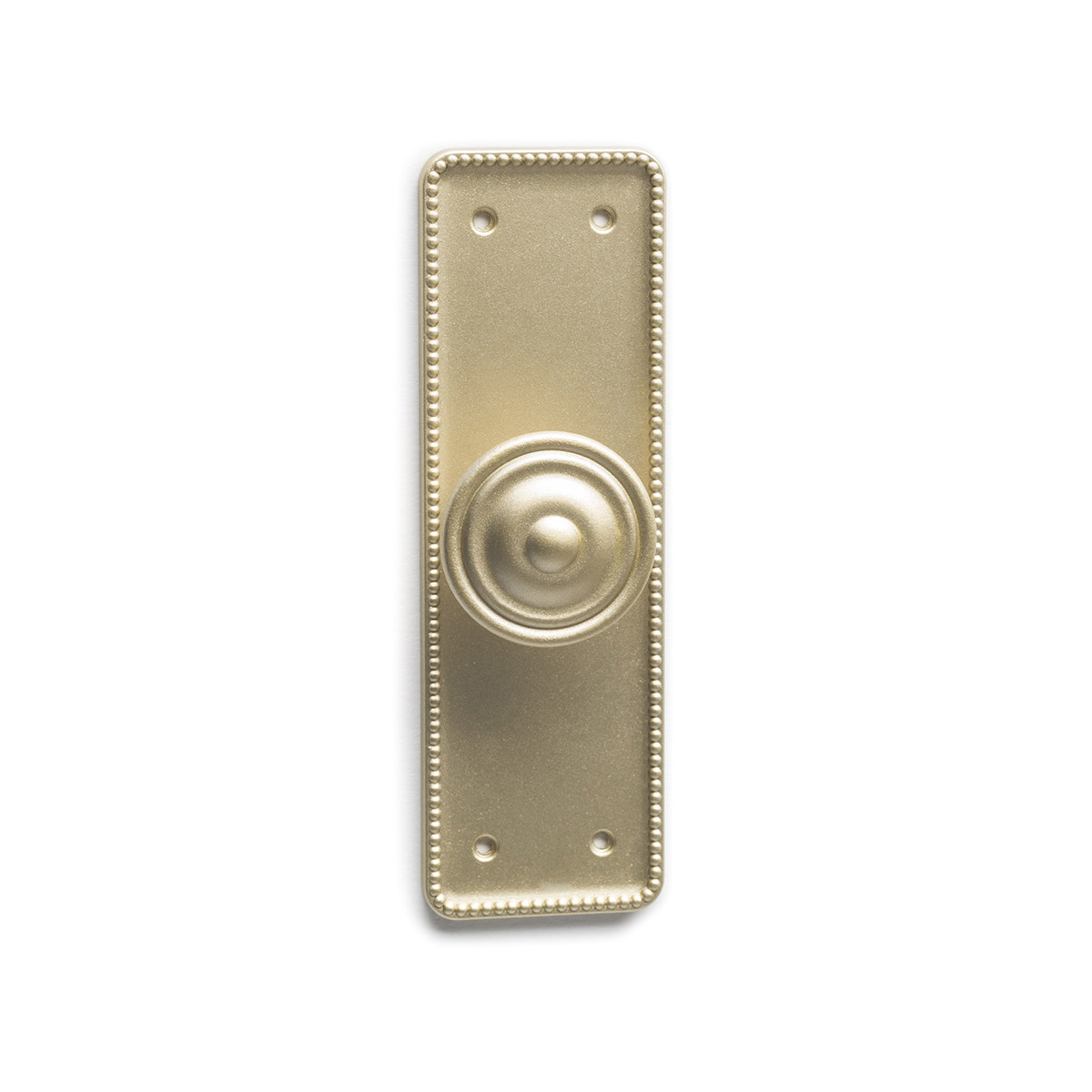 Bouton de plaque en zamak avec finition en or mat, dimensions: 110x38x26mm