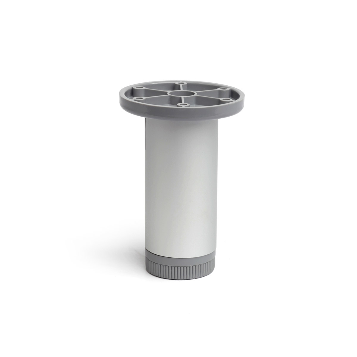 Pied cylindrique réglable en aluminium d'une hauteur de 100 mm et finition anodisé mat. Dimensions: 40x40x100 mm