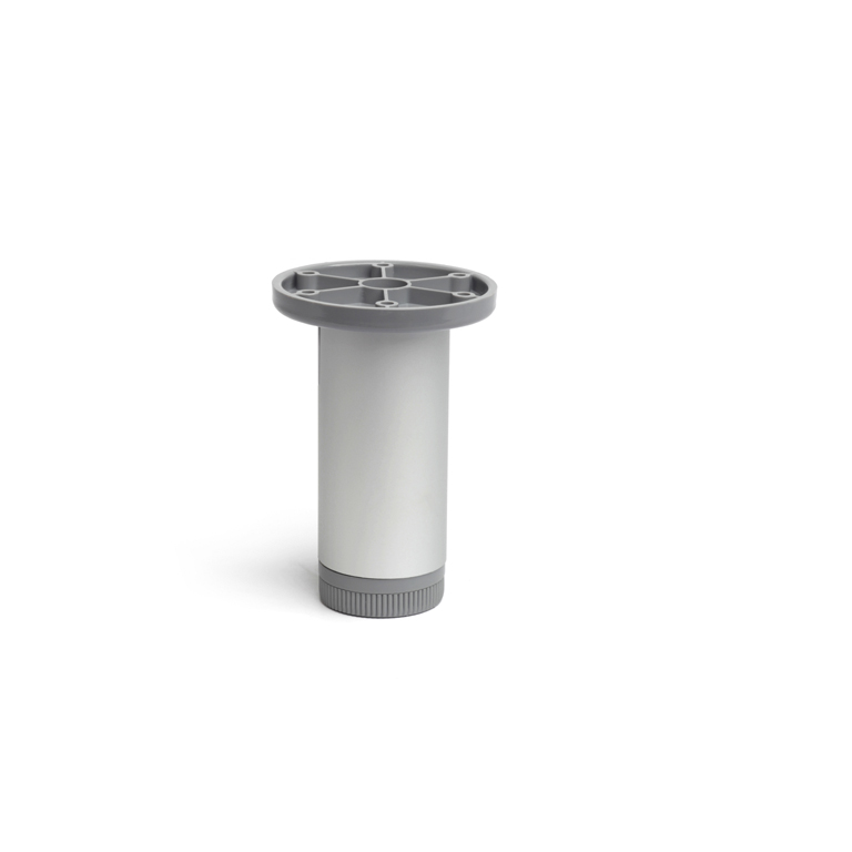 Pied cylindrique réglable en aluminium d'une hauteur de 120 mm et finition anodisé mat. Dimensions: 40x40x120 mm