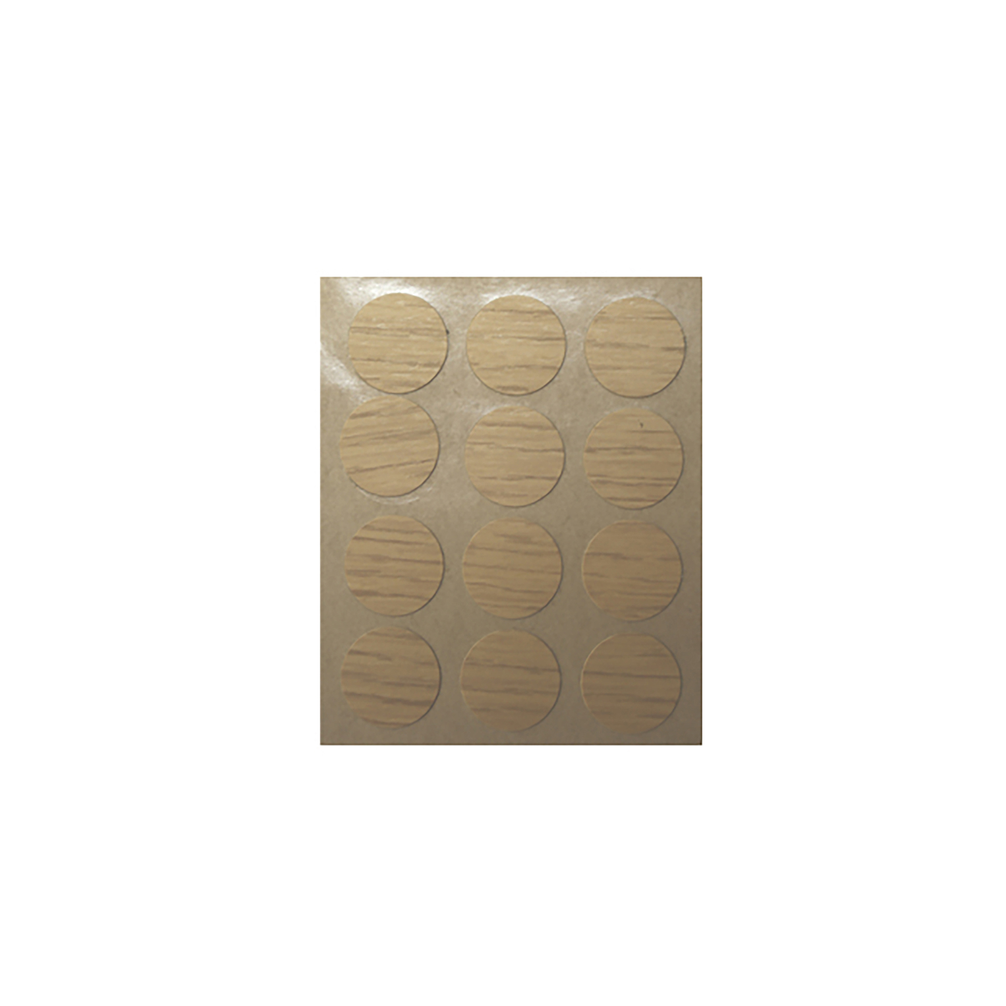 Tapón para Tornillos | Fabricado en PVC | Acabado en Roble Claro | Medidas 17*17*0,5 mm | 36 Unidades