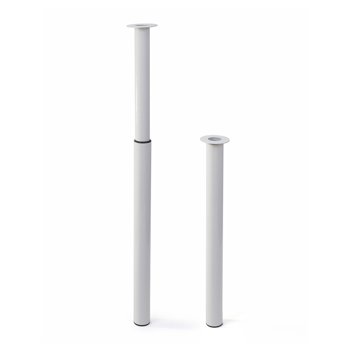 Pied cylindrique extensible en acier d'une hauteur maximale de 886 mm et finition blanc. Dimensions: 60x100x866 mm