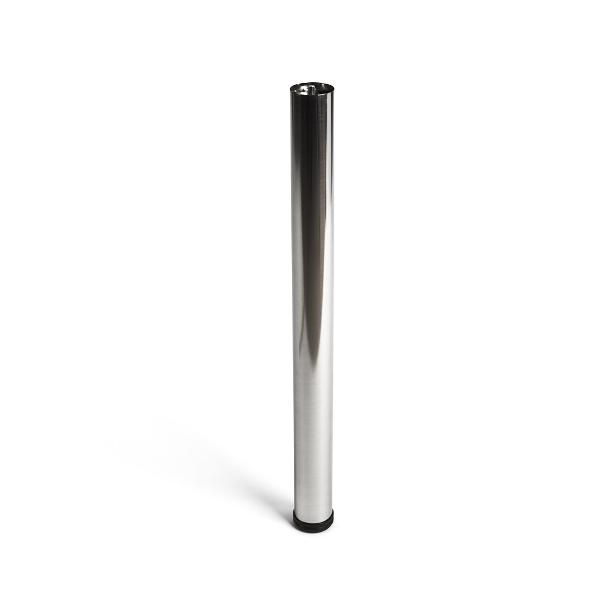 Pata de acero cilíndrica con una altura de 710 mm y acabada en níquel satinado. Dimensiones: 60x60x710 mm