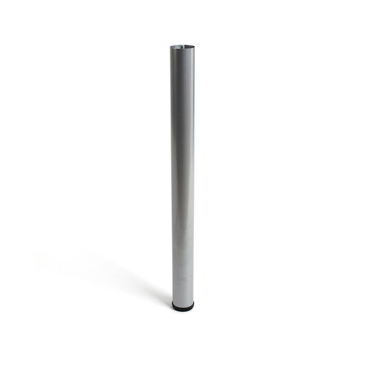 Pata de acero cilíndrica con una altura de 710 mm y acabada en aluminio. Dimensiones: 60x60x710 mm