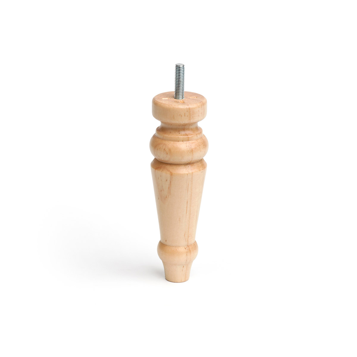 Pied conique en bois d'une hauteur de 150 mm et finition pin transparent. Dimensions: 46x46x150 mm