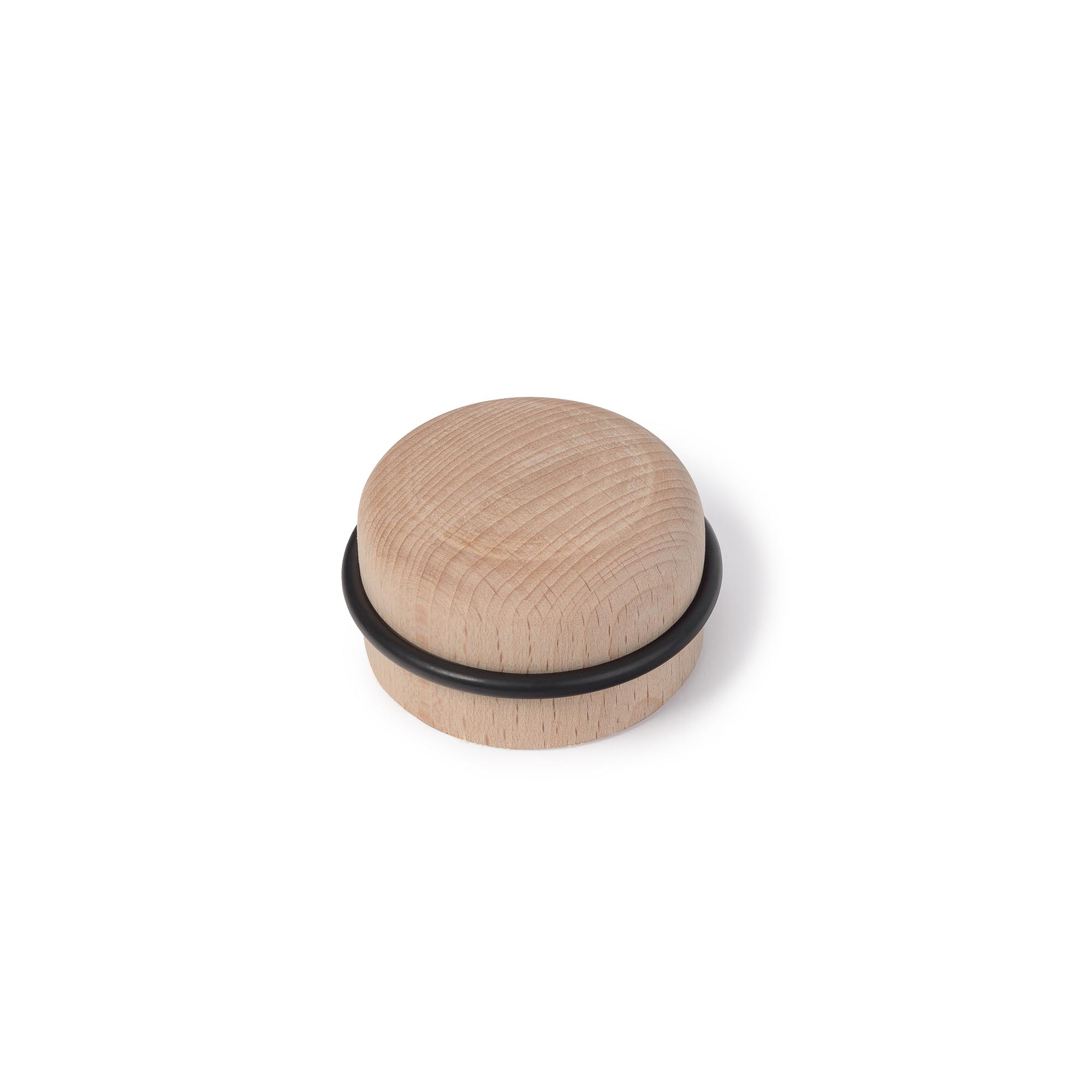 Tope de Puerta en madera de Haya Acabado en Crudo-Negro | Medidas 63*63*35 mm | Sistema de Fijación Adhesivo | 1 Unidad