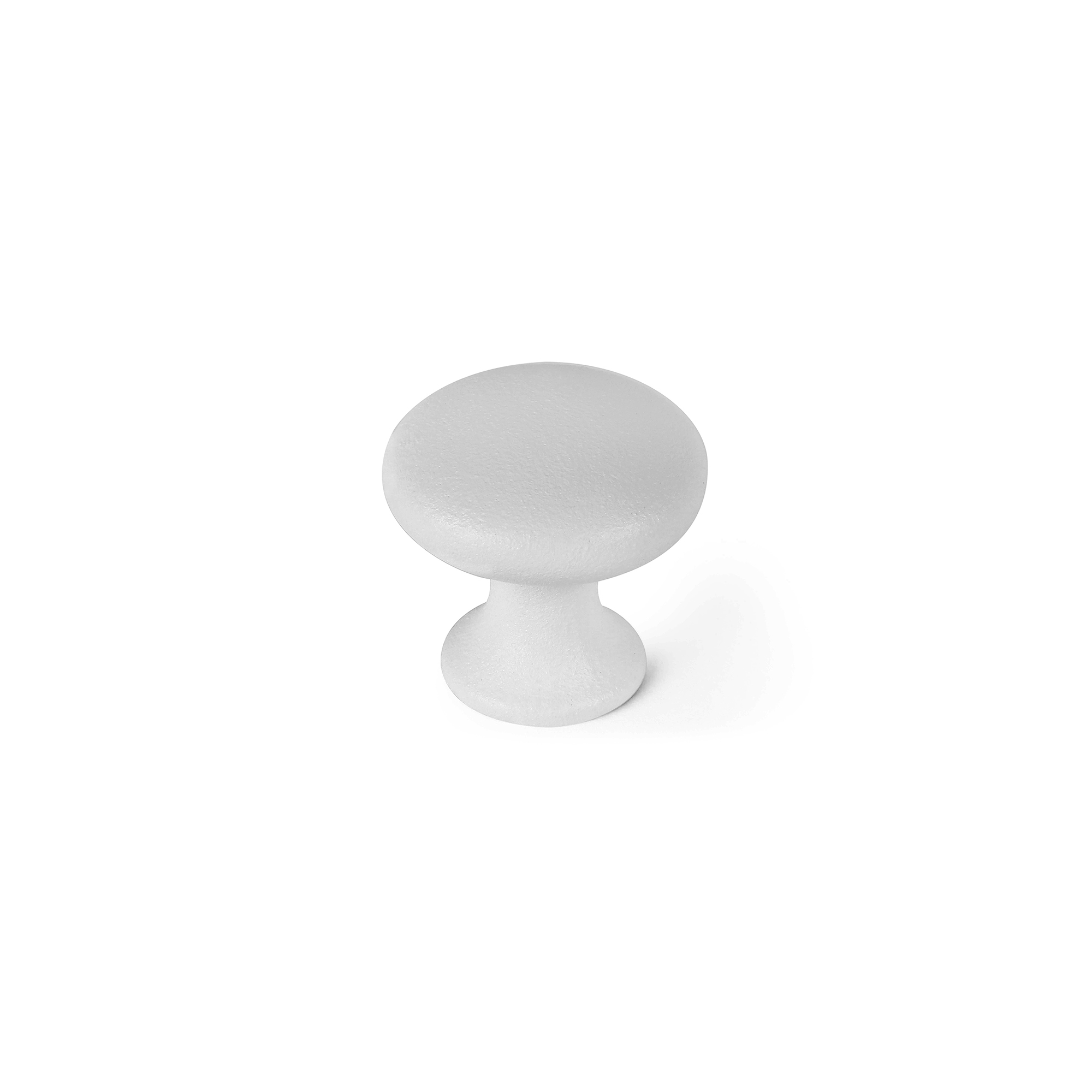 Pomo para Mueble | Estilo Contemporáneo | Fabricado en Zamak | Acabado en Blanco Poro | Medidas 25*25*24 mm | Sistema de Fijación Atornillado | Incluye Tornillos M4 | 4 Unidades