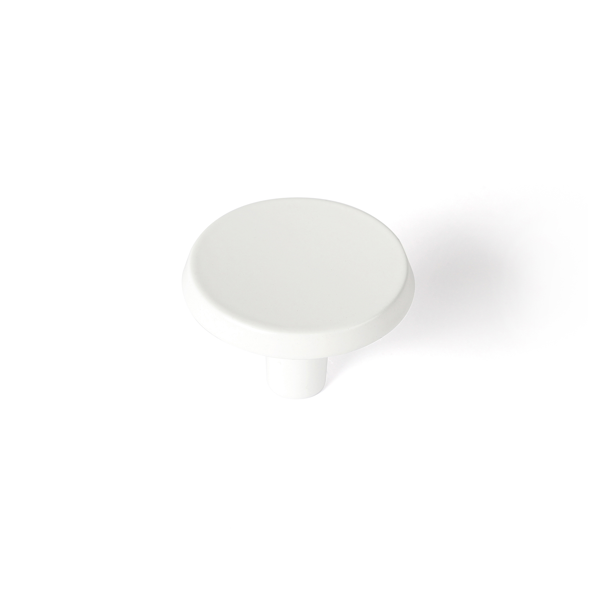 Pomo para Mueble | Estilo Contemporáneo | Fabricado en Zamak | Acabado en Blanco Mate | Medidas 35*35*23 mm | Sistema de Fijación Atornillado | Incluye Tornillos M4 | 2 Unidades