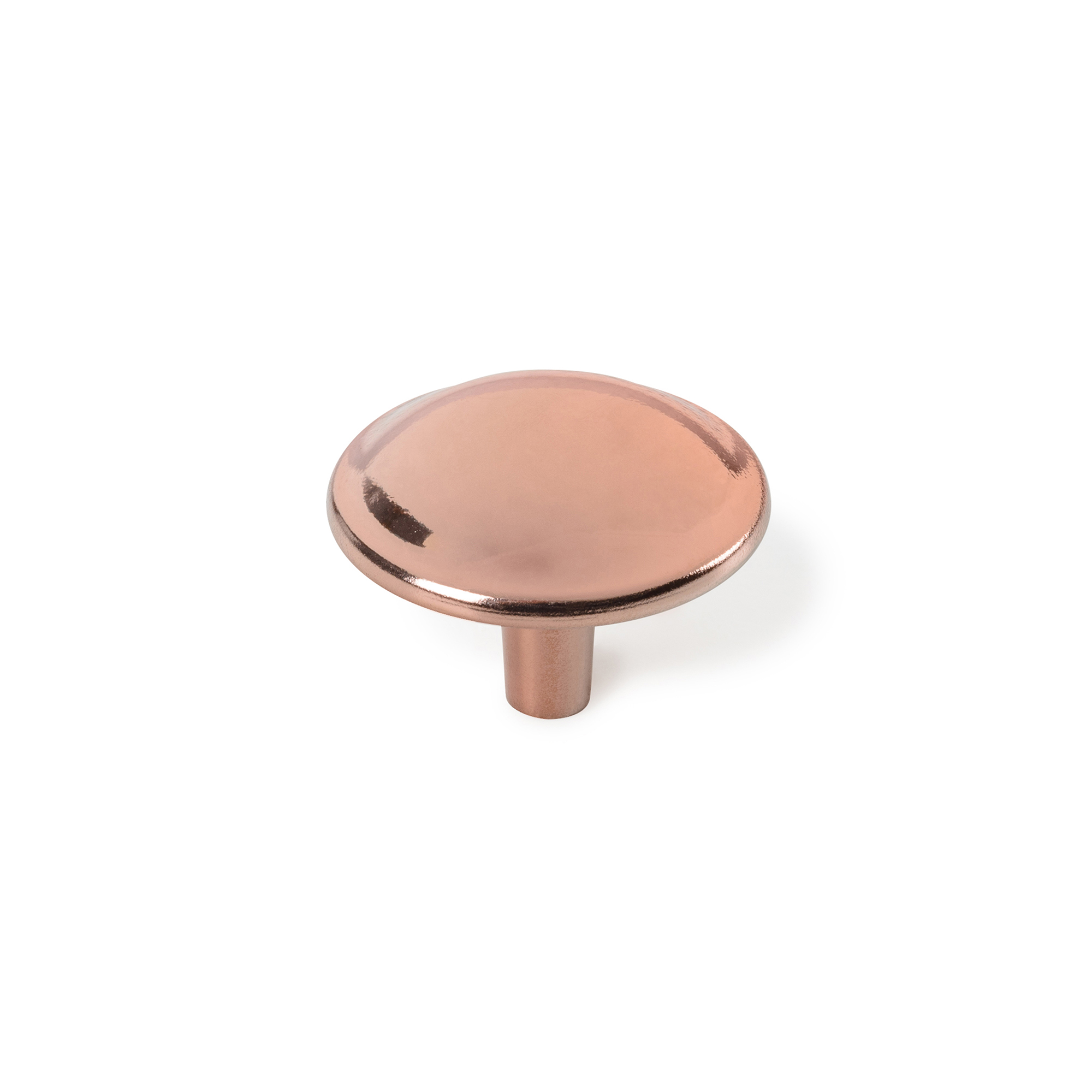 Pomo para Mueble | Estilo Contemporáneo | Fabricado en Zamak | Acabado en Oro Rosso Mate | Medidas 35*35*23 mm | Sistema de Fijación Atornillado | Incluye Tornillos M4 | 1 Unidad