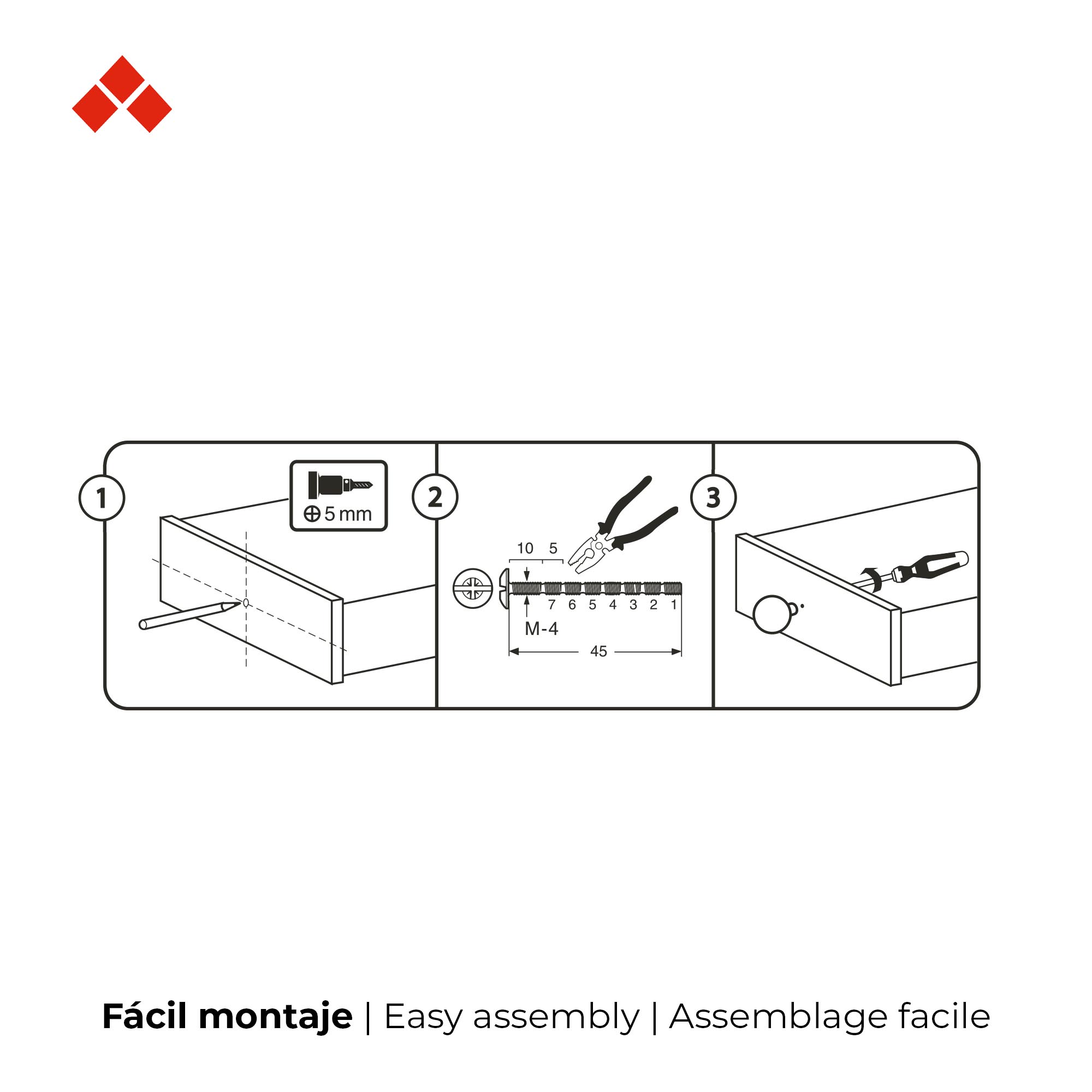 Pomo para Mueble Fabricado en Latón Negro mate | Medidas 33*12*31 mm | Sistema de Fijación Atornillado | Incluye Tornillos M4 | 4 Unidades - Ítem1