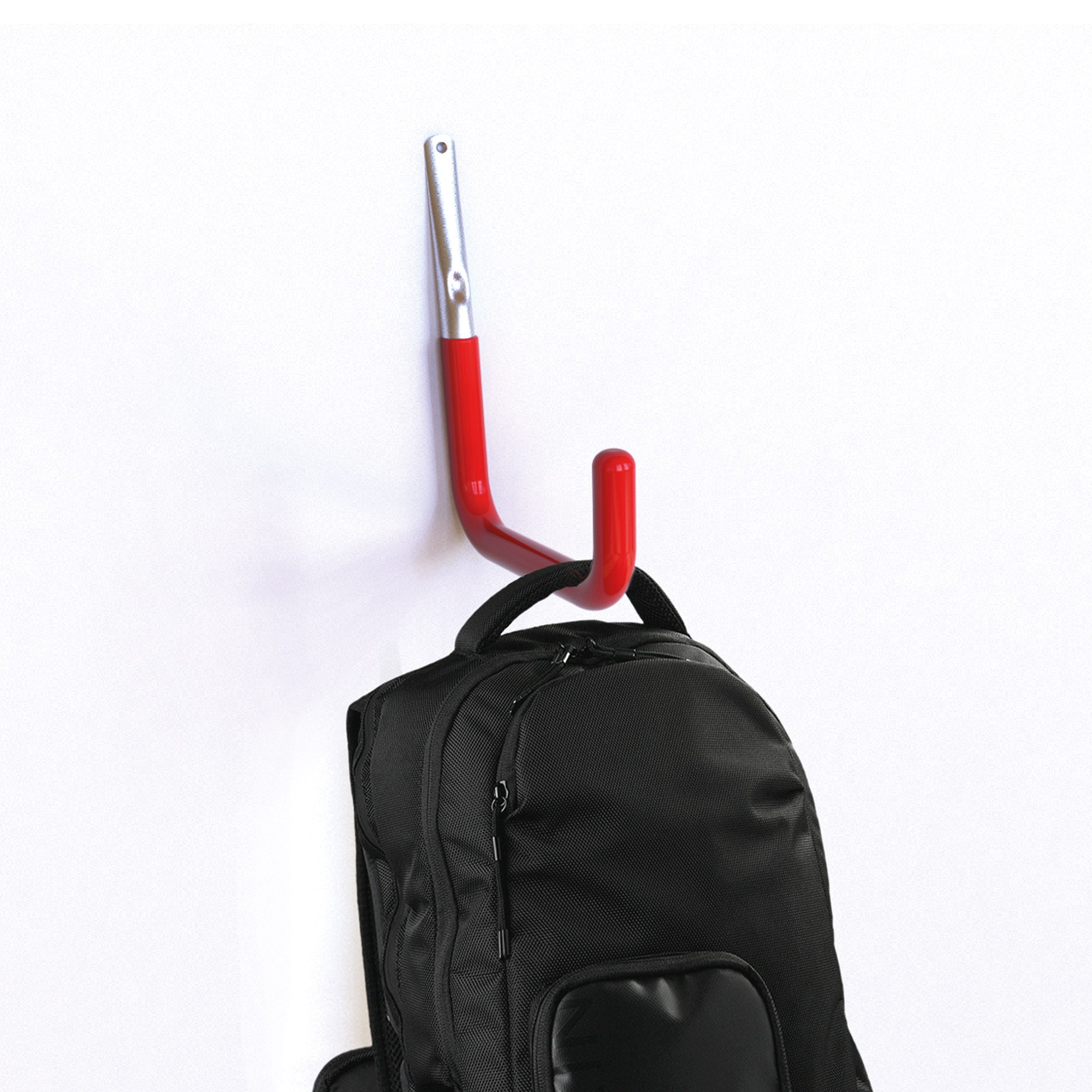 Gancho Multiusos Simple con Antideslizante | Fabricado en Acero | Acabado en Rojo | Gran Capacidad de Carga | Medidas 20*200*182 mm | Sistema de Fijación Atornillado | 1 Unidad - Ítem1