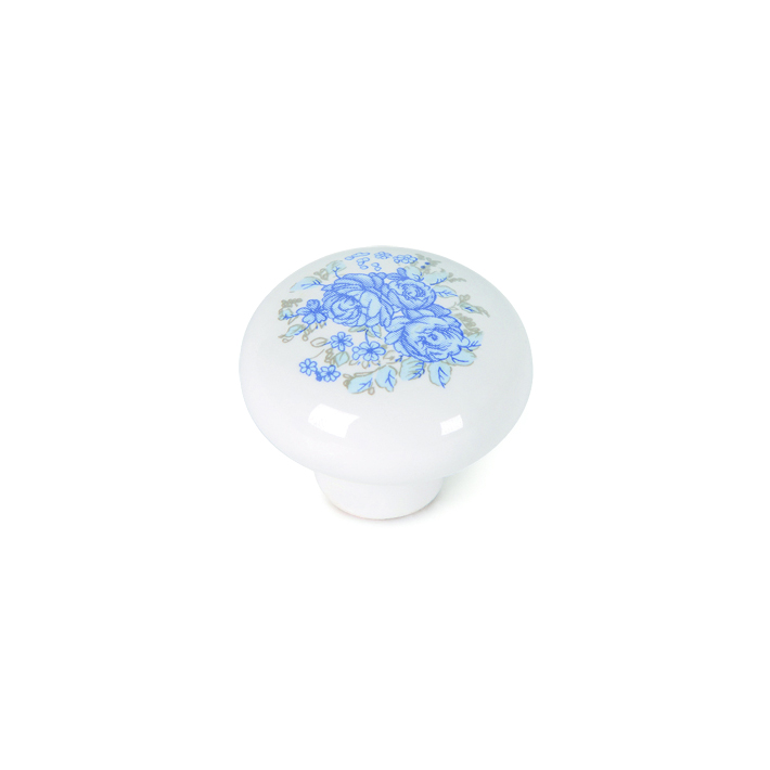 Pomo en porcelana azul, dimensiones: 31x31x23mm, Ø: 30mm