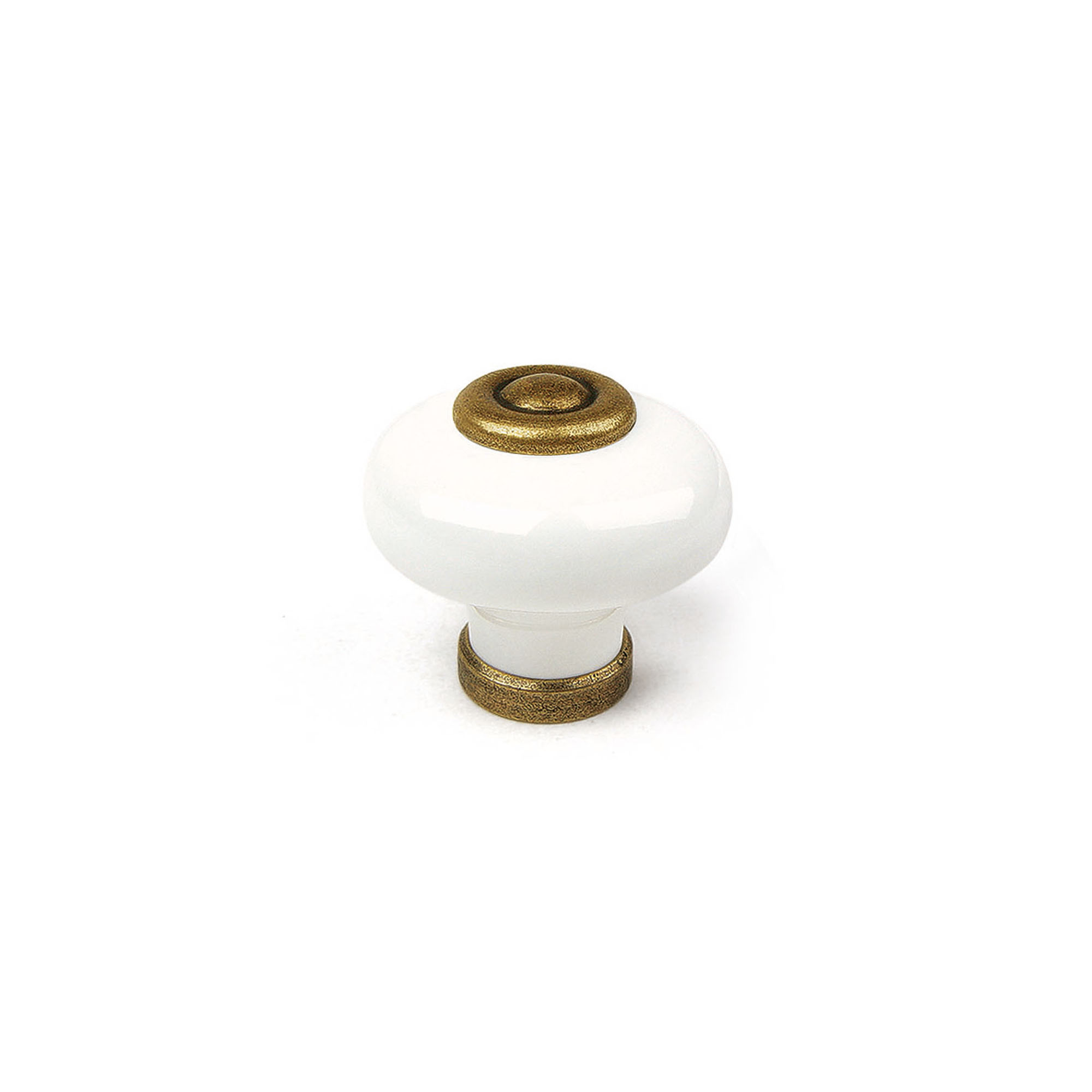 Bouton de meuble | Style classique | En Porcelaine - Zamak | Finition cuir vieilli | Mesures 31*31*28mm | Système de fixation vissé | Comprend des vis M4 | 4 unités