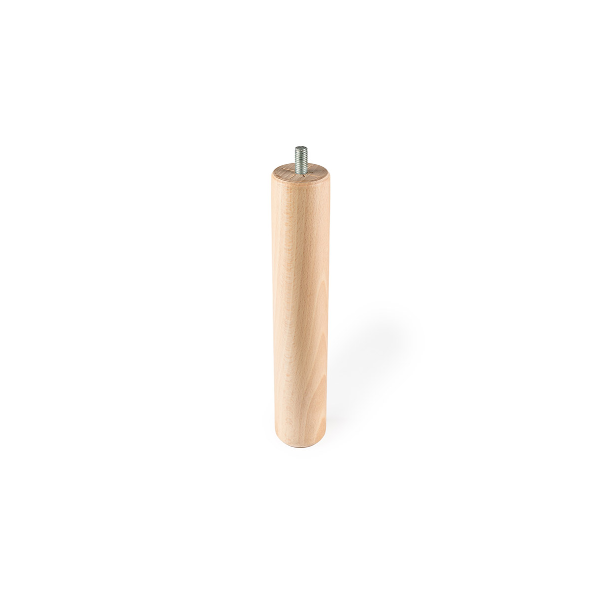 Pied cylindrique en bois d'une hauteur de 250 mm et finition hêtre transparent. Dimensions: 46x46x250 mm