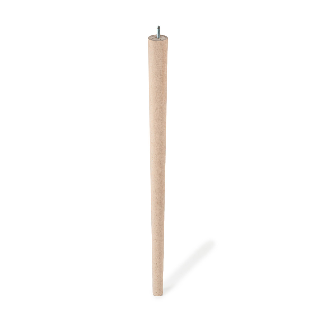 Pied conique en bois d'une hauteur de 720 mm et finition hêtre brut. Dimensions: 48x48x720 mm