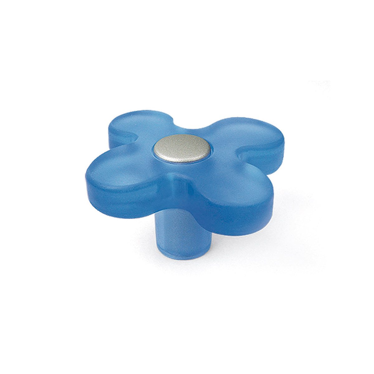 Bouton en plastique avec finition bleue, dimensions: 49x49x26mm Ø: 49mm