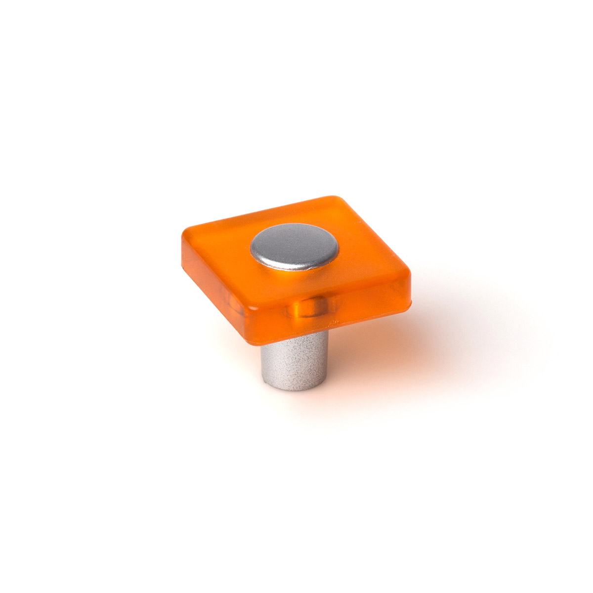 Bouton en plastique avec finition orange, dimensions: 30x30x26mm