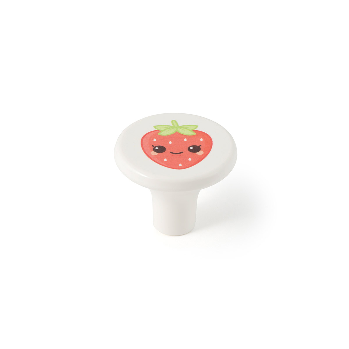 Bouton en plastique finition fraise, dimensions: 33x33x27mm Ø: 33mm