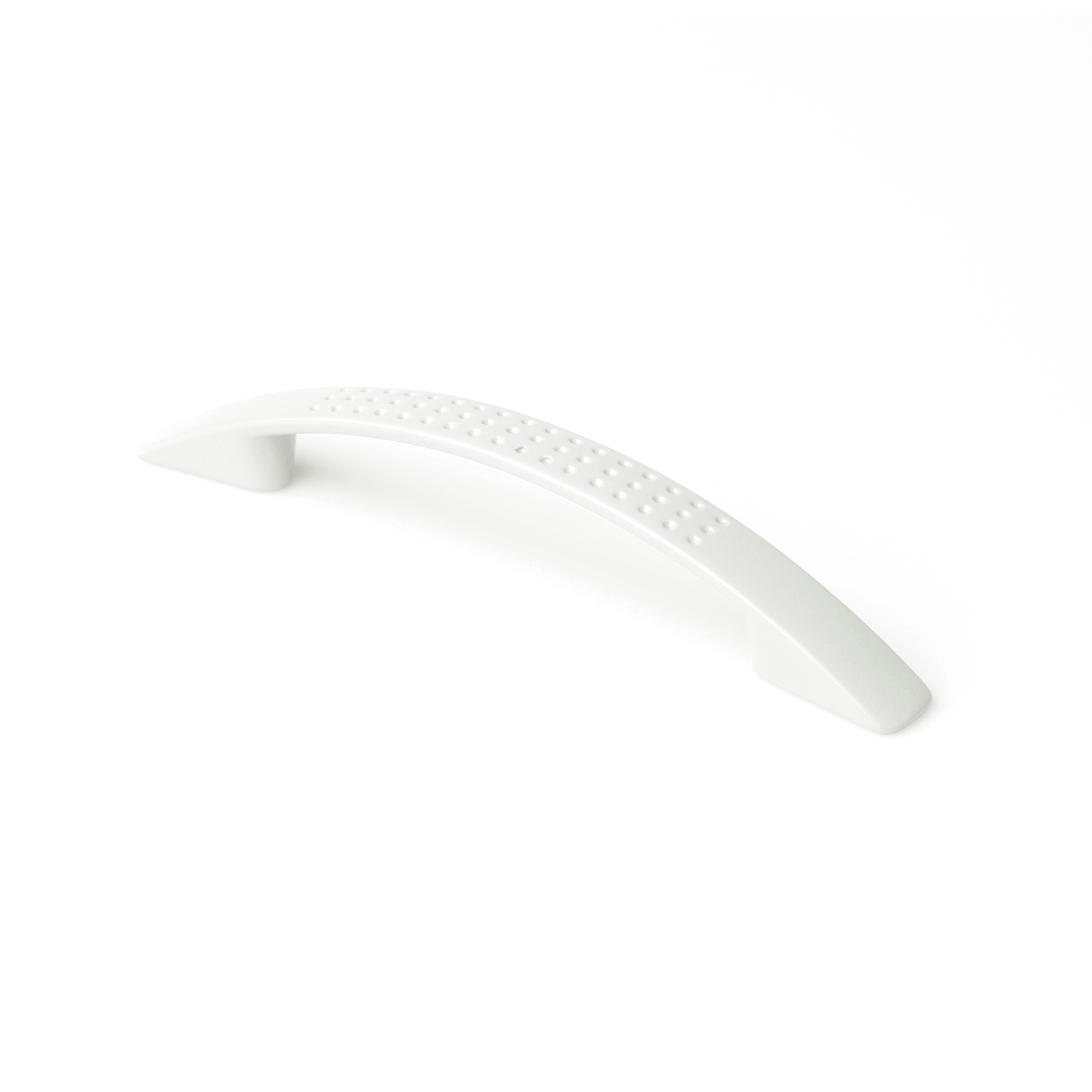 Tirador de Asa para Mueble | Estilo Decorativo | Fabricado en Zamak | Acabado en Blanco mate | Distancia Entrepuntos: 128 mm | Medidas 162*16*27 mm | Sistema de Fijación | Incluye Tornillos M4 | 2 Unidades