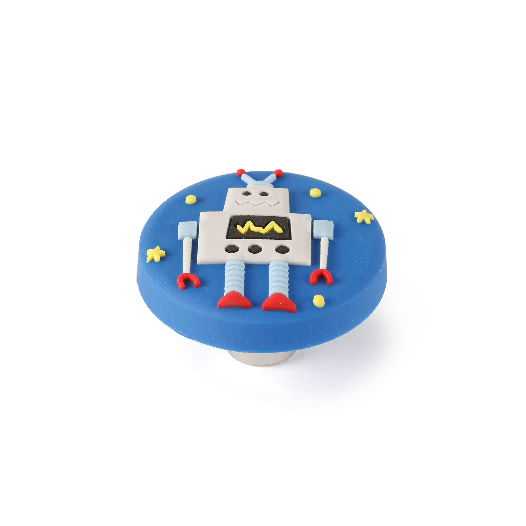 Pomo para Mueble | Estilo Infantil Juvenil | Fabricado en PVC-ZAMAK | Acabado en Azul | Medidas 40*40*23 mm | Sistema de Fijación Atornillado | Incluye Tornillos M4 | 1 Unidad