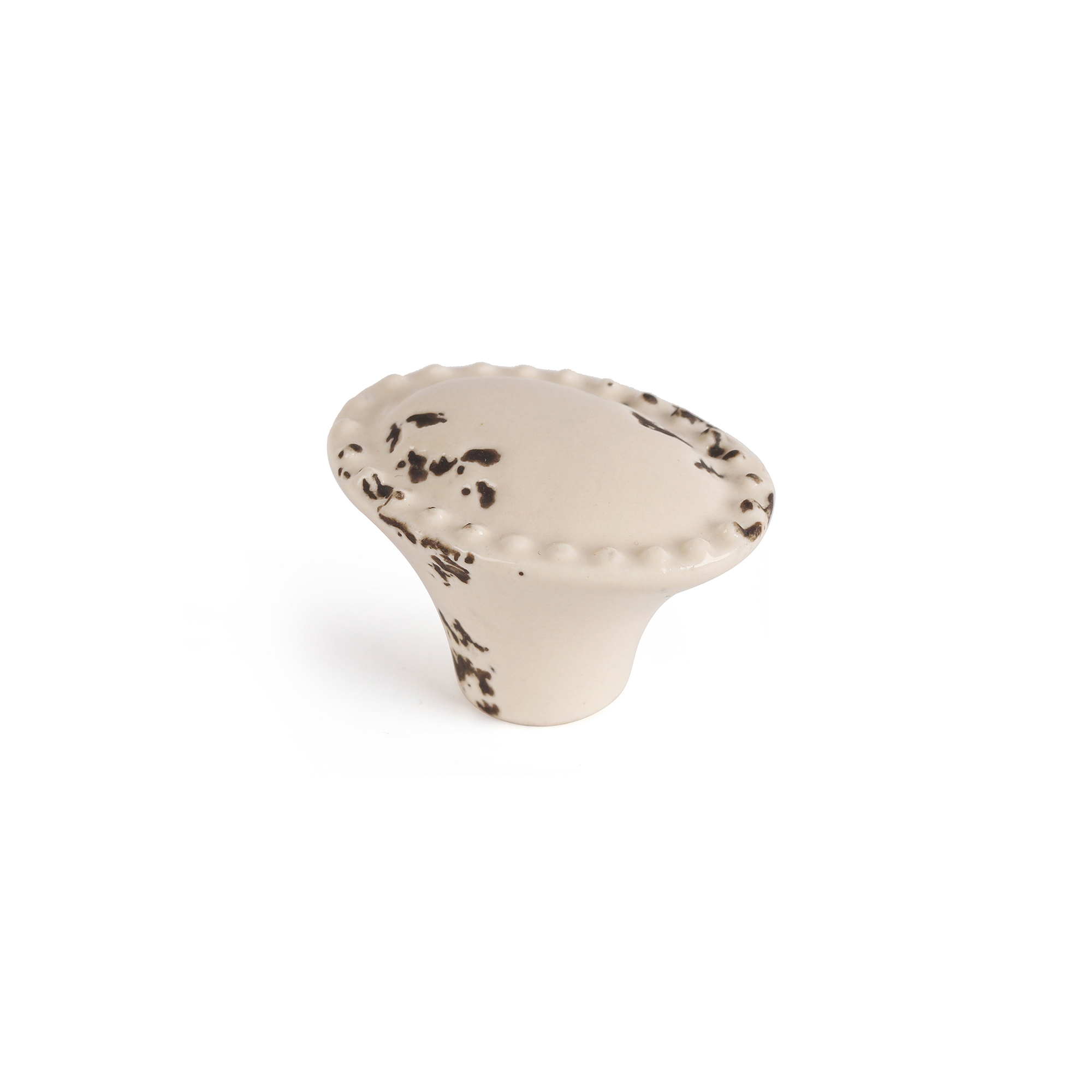 Pomo para Mueble | Estilo Decorativo | Fabricado en Porcelana | Acabado en Crema | Medidas 42*31*28 mm | Sistema de Fijación Atornillado | Incluye Tornillos M4 | 1 Unidad