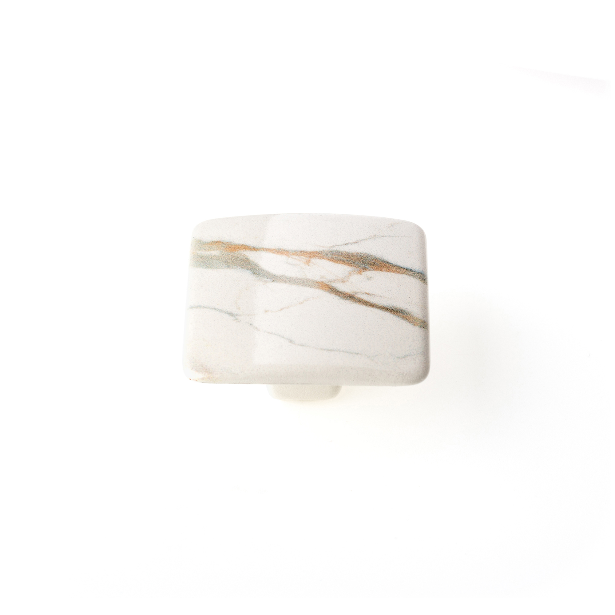 Pomo para Mueble | Estilo Decorativo | Fabricado en Zamak | Acabado en Blanco - Amarillo | Medidas 37*37*20 mm | Sistema de Fijación Atornillado | Incluye Tornillos M4 | 1 Unidad