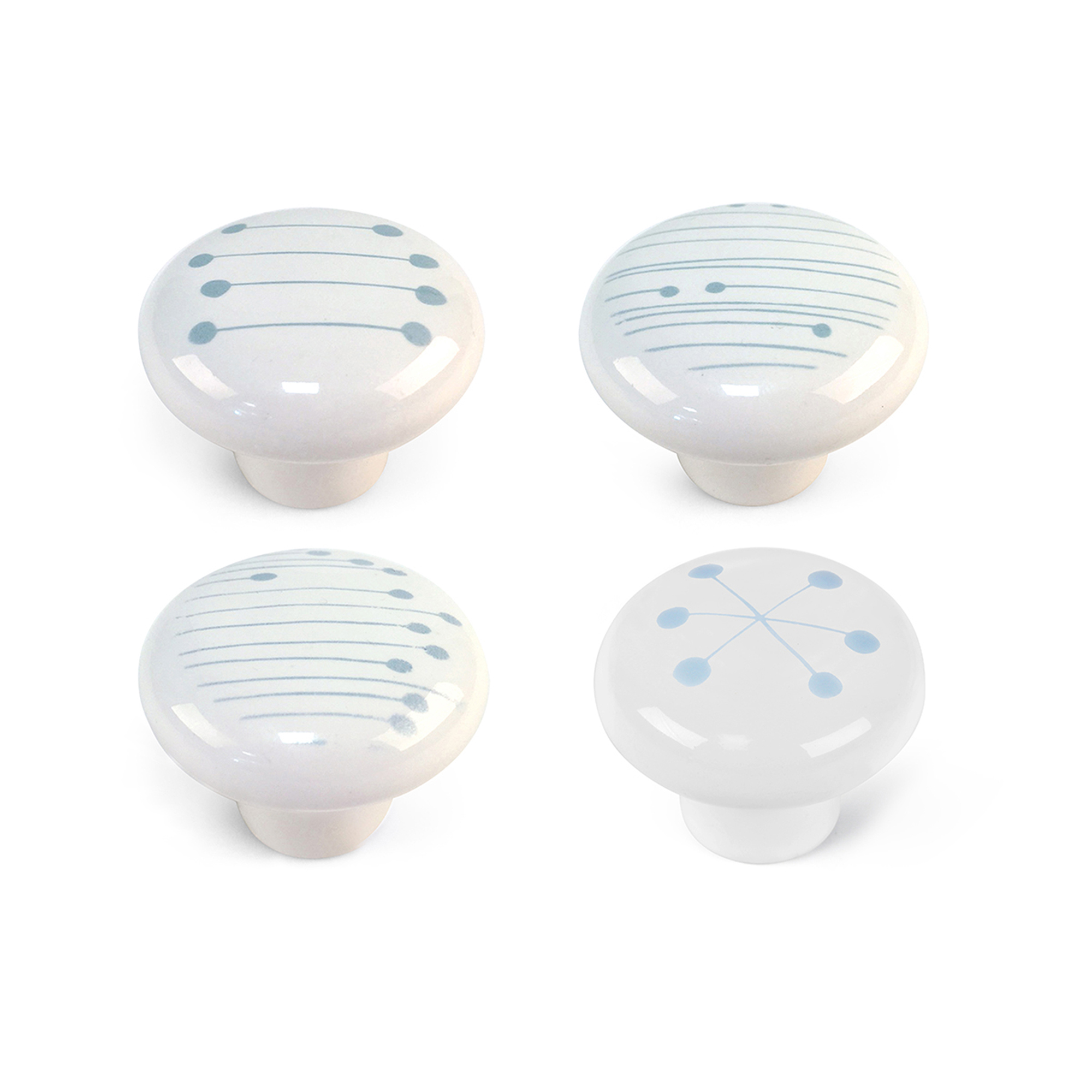 Pomo para Mueble | Estilo Decorativo | Fabricado en Porcelana | Acabado en Blanco | Medidas 40*40*31 mm | Sistema de Fijación Atornillado | Incluye Tornillos M4 | 4 Unidades