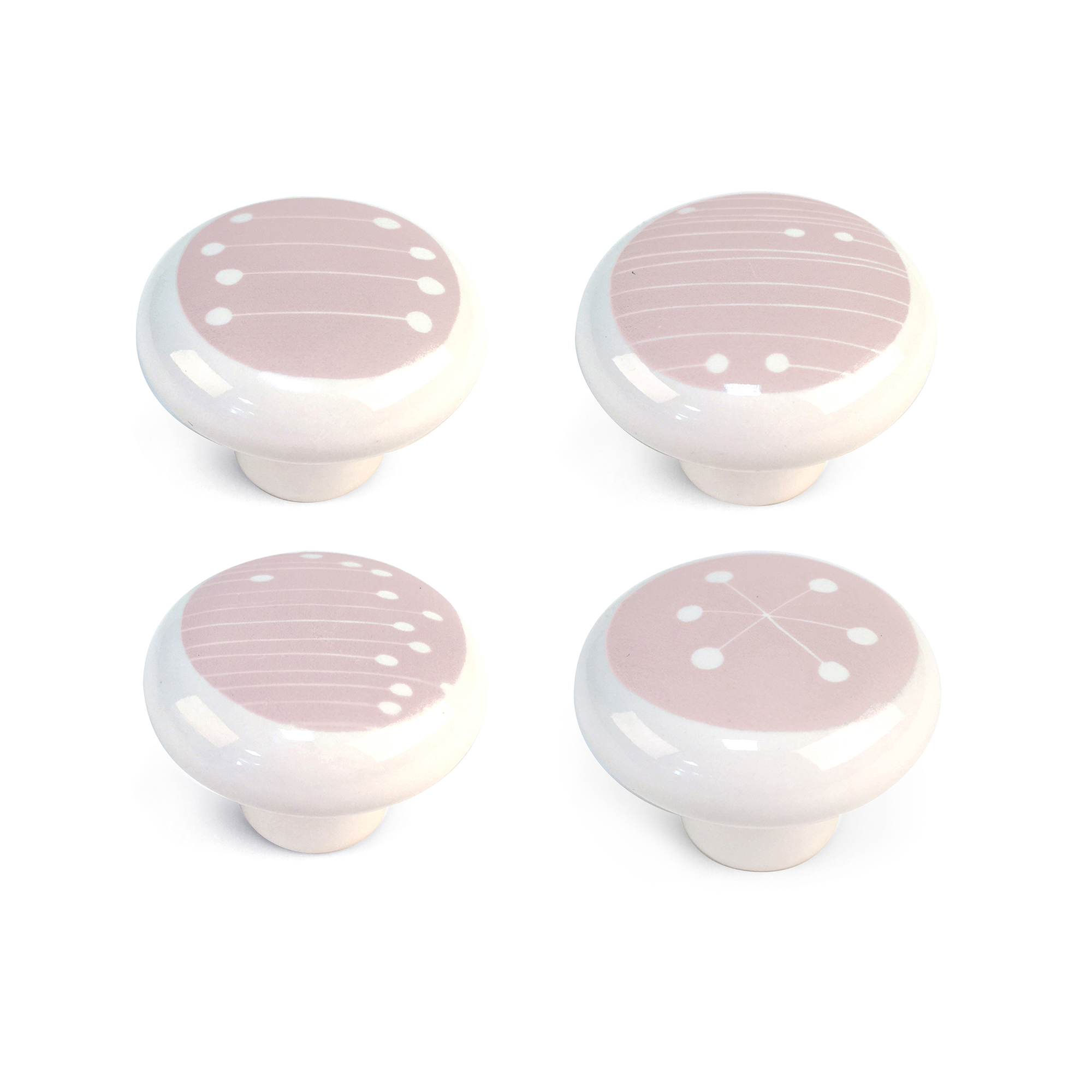 Pomo para Mueble | Estilo Decorativo | Fabricado en Porcelana | Acabado en Rosa | Medidas 40*40*31 mm | Sistema de Fijación Atornillado | Incluye Tornillos M4 | 4 Unidades