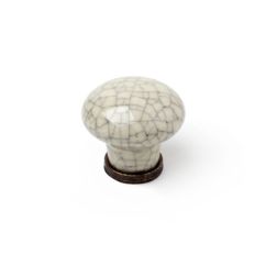 Bouton en cuir porcelaine - craquelé, dimensions: 35x35x26mm, Ø: 35mm
